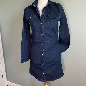 7 for all mankind long sleeved denim dress w/ snap buttons
